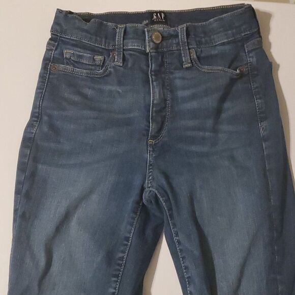 Gap jeans women's size 0 size 25R blue true skinny demin jeans size 0 / … - Picture 2 of 12